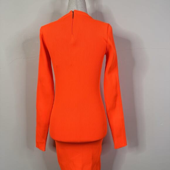 Christopher Kane SS20 Neon Orange Crystal Neck Knit Mini Dress NWT Size 40 - Picture 7 of 13